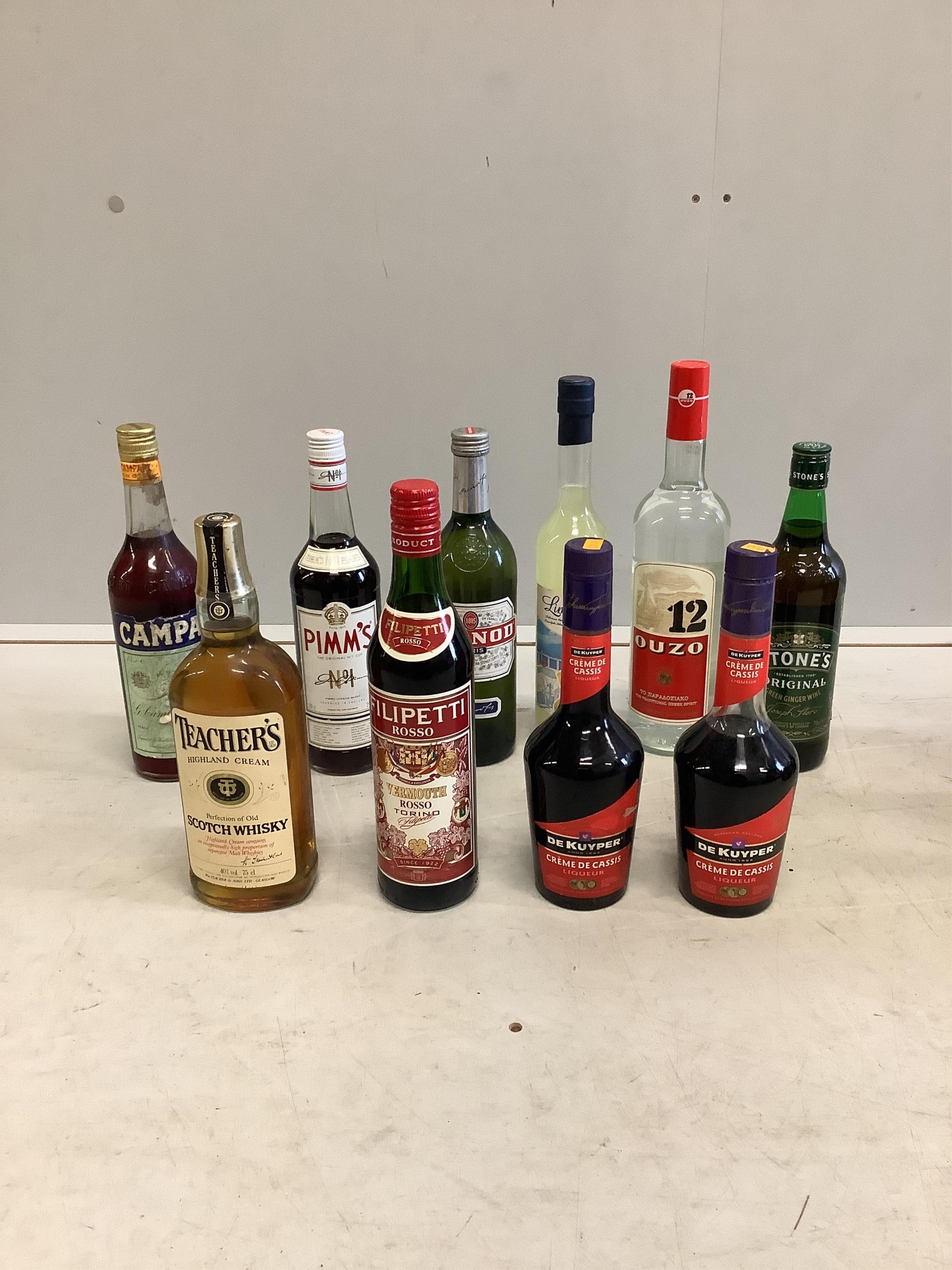 Seventeen bottles of whisky, spirits and liqueurs. Condition - good